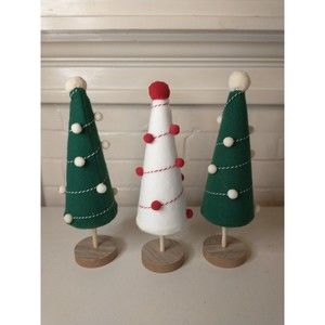 Felt Christmas Trees 12" Tall Set Of 3